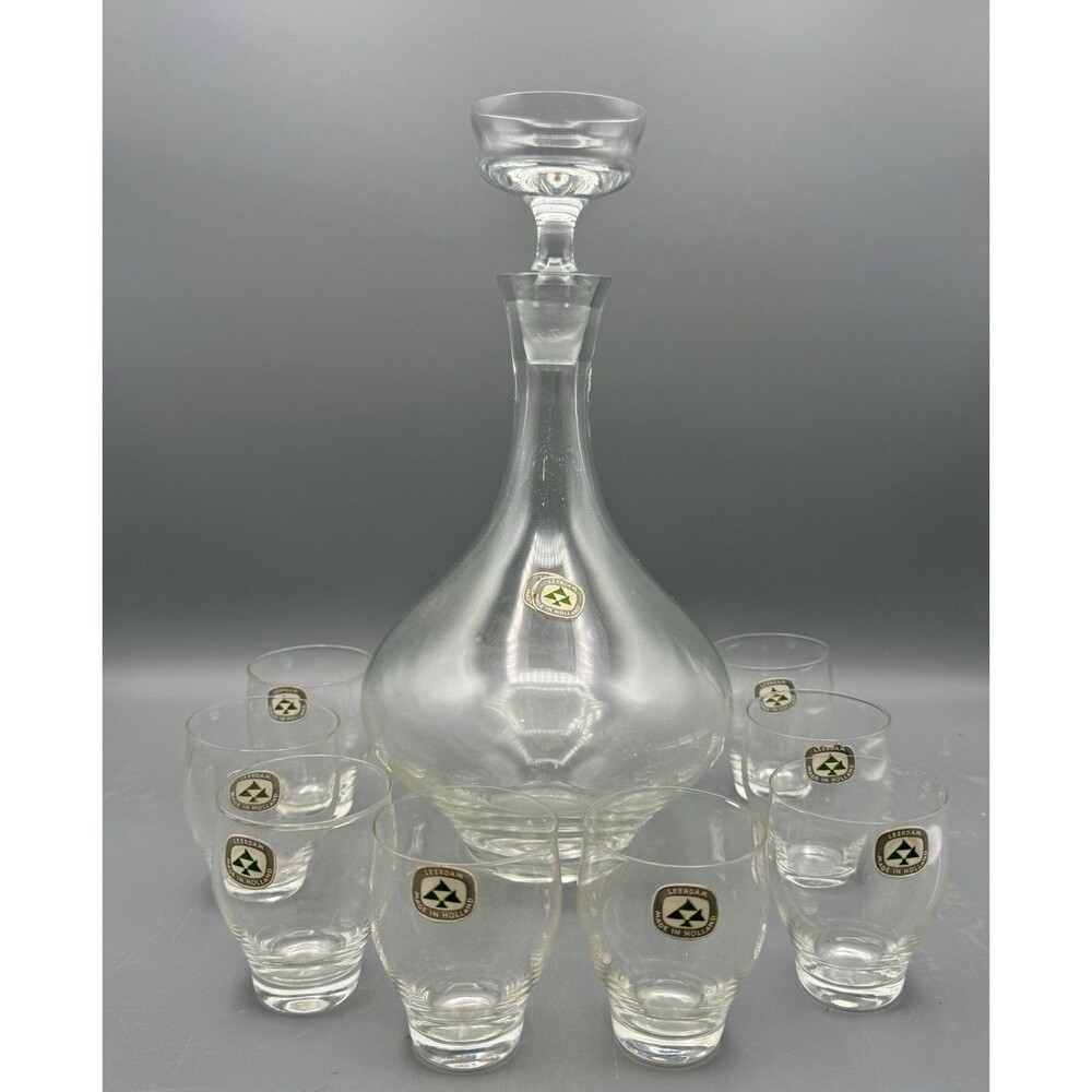 MCM Cordial Decanter Barware Set Royal Leerdam Holland w/ Labels & Box Unused